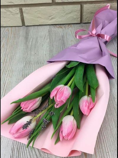 Букет из 5 розовых тюльпанов