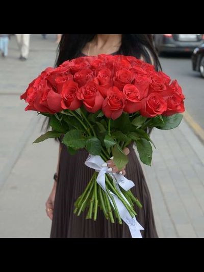 БУКЕТ ИЗ РОЗ 50 СМ "RUBER" ЦВЕТ НА ВЫБОР