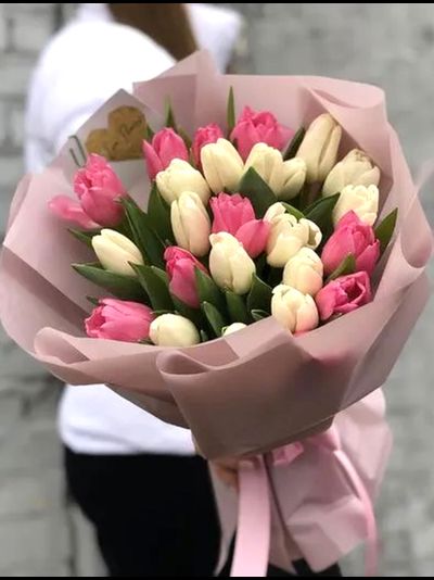 Букет из 25 тюльпанов (цвет на выбор)