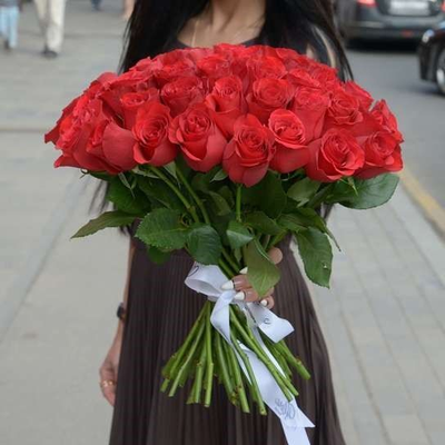 БУКЕТ ИЗ РОЗ 50 СМ "RUBER" ЦВЕТ НА ВЫБОР