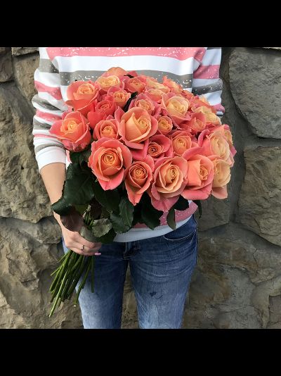 Персиковая роза 50 см