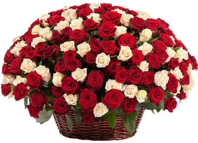 МИКС ИЗ 201 РОЗЫ В КОРЗИНЕ